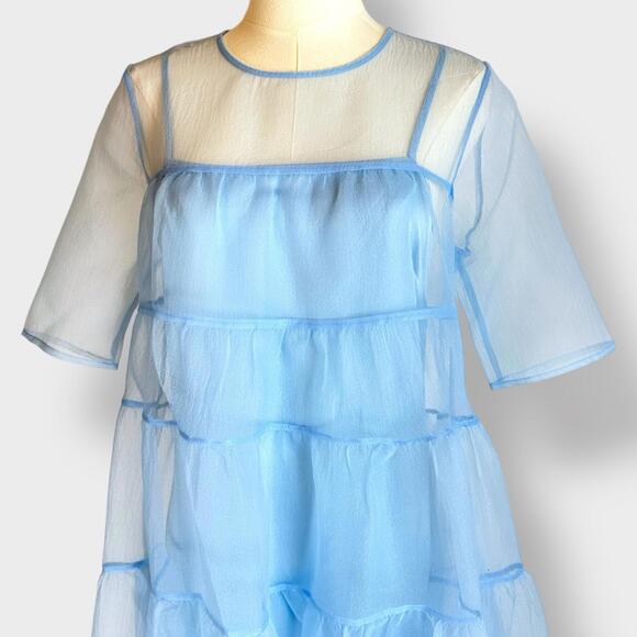 NWT Staud Hyacinth Organza Tiered Dress Maxi French Blue Ilana Calluna Small - Picture 7 of 10